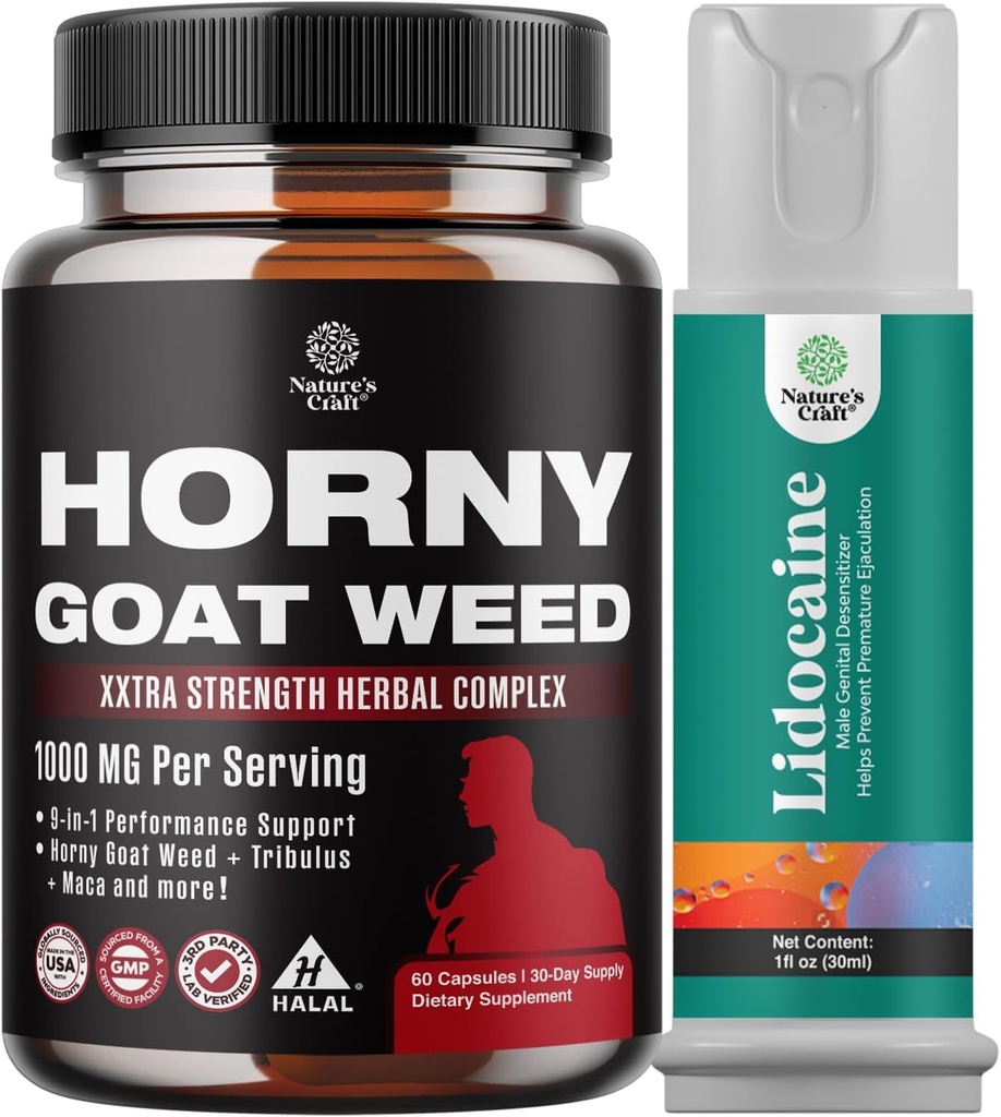 Sklop horny kozjega izvlečka kompleks za moške in ženske Izboljšana energija in Stamina in črne Maca Root kapsule za moške - Poživljajoči pogon Mood & Energy Booster za moške