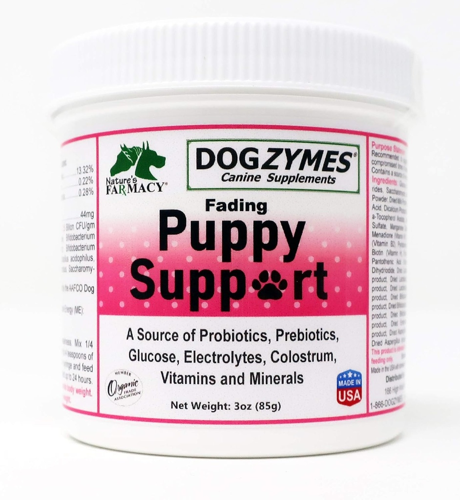 Dogzymes blede Puppy Podpora probiotiki Prebiotiki Encimi Glukoza Elektroliti Vitamini Minerali Zmešamo 1 do 16 z vodo (3 Ounce)