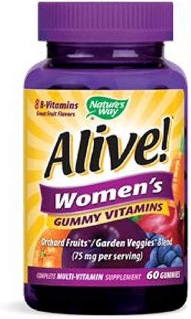 Naravna pot živa! Ženski Gummy Multivitamin, 16 Vitamini in minerali, Energy Presnova*, Koža in nohti za lase*, Vegetarian, Mešana jagode arome, 60 Gummies (Packaging May Vary)