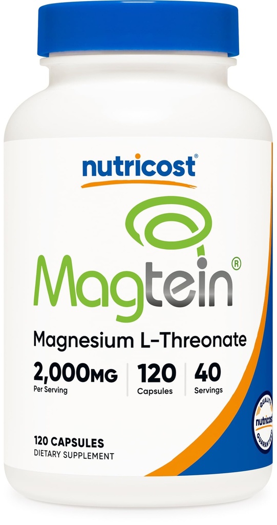Nutricost Magnezijev L-treonat Kot Magtein 2000mg, 120 kapsul - brez glutena, vegetarijansko prijazno