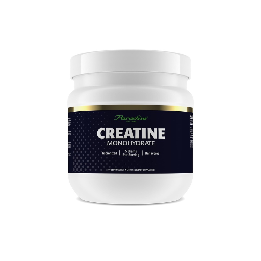 Paradise Creatine Monohidrat v prahu, Micronized za izboljšano absorpcijo, Podpira izgradnjo mišic in atletske zmogljivosti, 500g, 100 Serving
