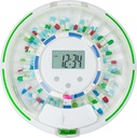 Automatic Pill Dispenser for Elderly with Alarm, Lock 28-Day Medication Dispenser, 6 Dosage Templates, Sound & Light Alerts & Key for Vitamins, Supplements (Clear Lid)
