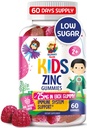Cink Gumiji za otroke - Žvečilni cink Gummy dodatek za otroke Imunska podpora - Nizek sladkor naravni antioksidant Ne-GMO vitamini Žvečilni za malčke in najstnike - 60 Gumijev