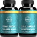 Primal Harvest Omega 3 ribje olje dopolnila, 30 Servisi Soft Geli Kapsule w/ 1000mg EPA + DHA dopolnila, Brez ribjih ogorkov Non-GMO Omega 3 Maščobna kislina, 2 paket