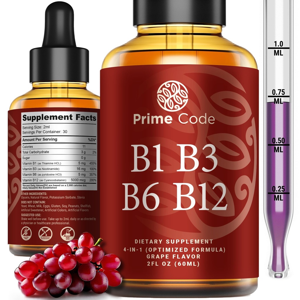 Tekoči vitamin B1 Kapljice z vitaminom B3 B6 & B12 