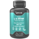 Naturalis Vegan L-5-MTHF 5mg (8300mcg DFE) 120 Softgels | Active Folate | Bioactive L-5-MTHF, the active folate, designed to support cognitive function, healthy methylation, and energy production.*