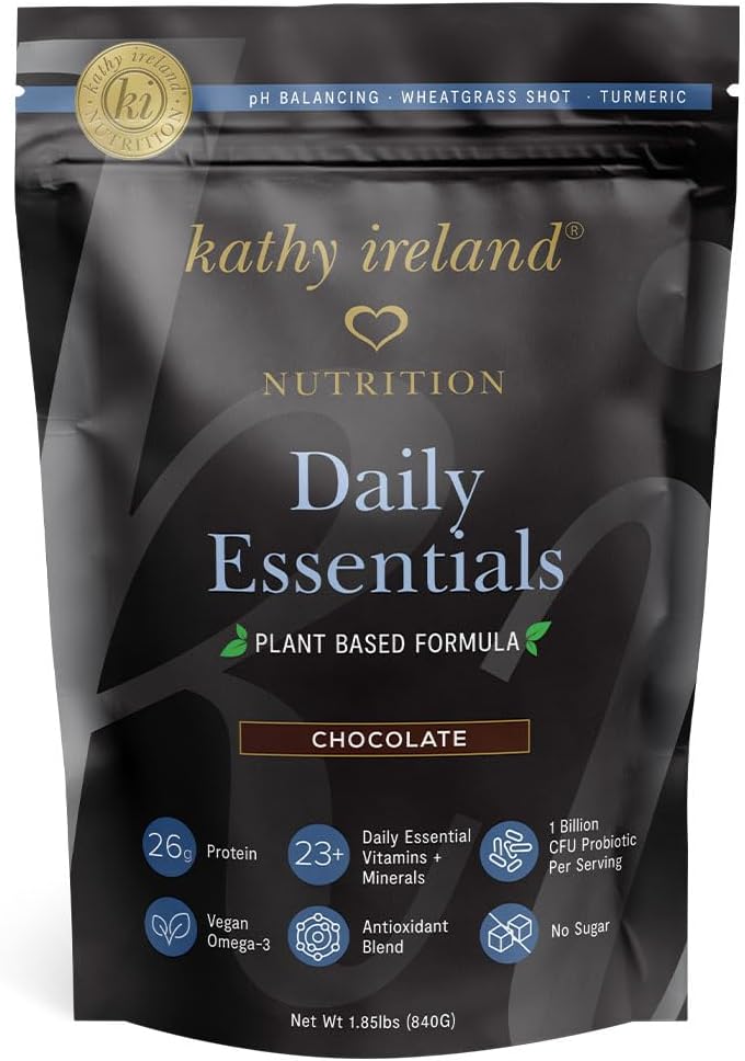 Kathy Ireland Nutrition Daily Essentials Rastlinski beljakovinski prah za ženske, 26g Veganov protein, Nadomestek napitkov - Čokolada