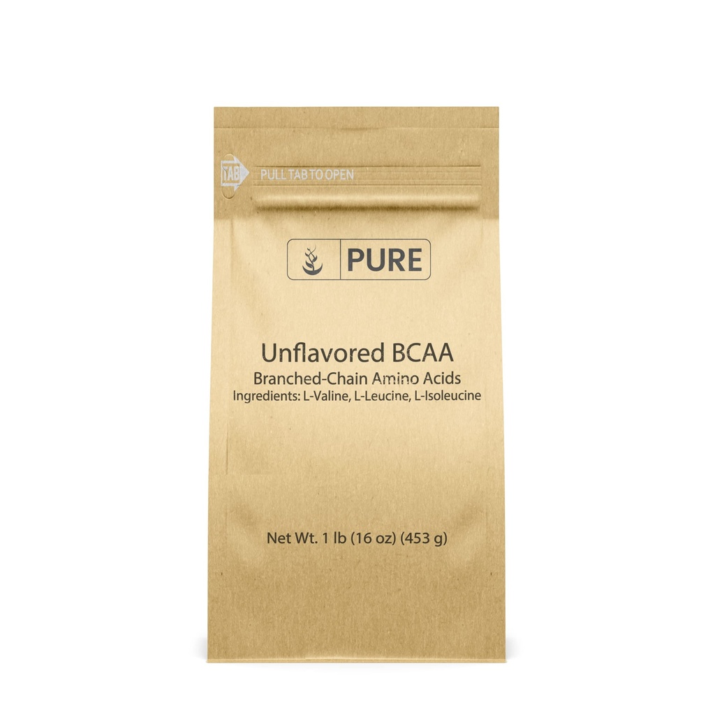 Čiste izvirne sestavine Unflavored Instantized BCAA (1lb) prašek, razvejana veriga esencialne aminokisline, dodatek