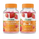 Življenjski kolagen in vitamin C + vitamin D3 + vitamin K2, Gummies Bundle - odličen okus, Vitamin dodatek, Gluten brezplačno, GSO brezplačno, žvečljivi gumi