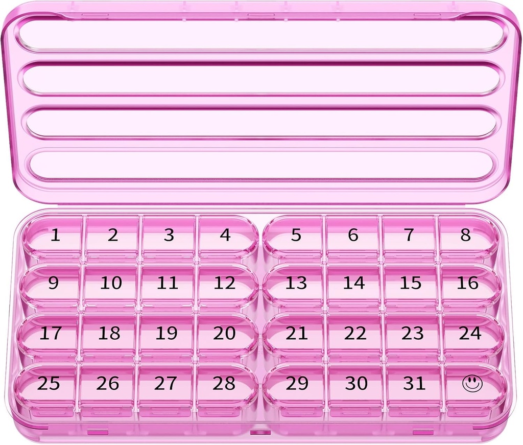 Zoksi Mesečni tablete Organizator 1 krat na dan, 30 dan Tablete Box Organizator,En mesec tablete Primer za potovanje, 31 dan Dnevno Medcine vsebnik za vitamine, Dopolnilo in zdravilo (Purple)