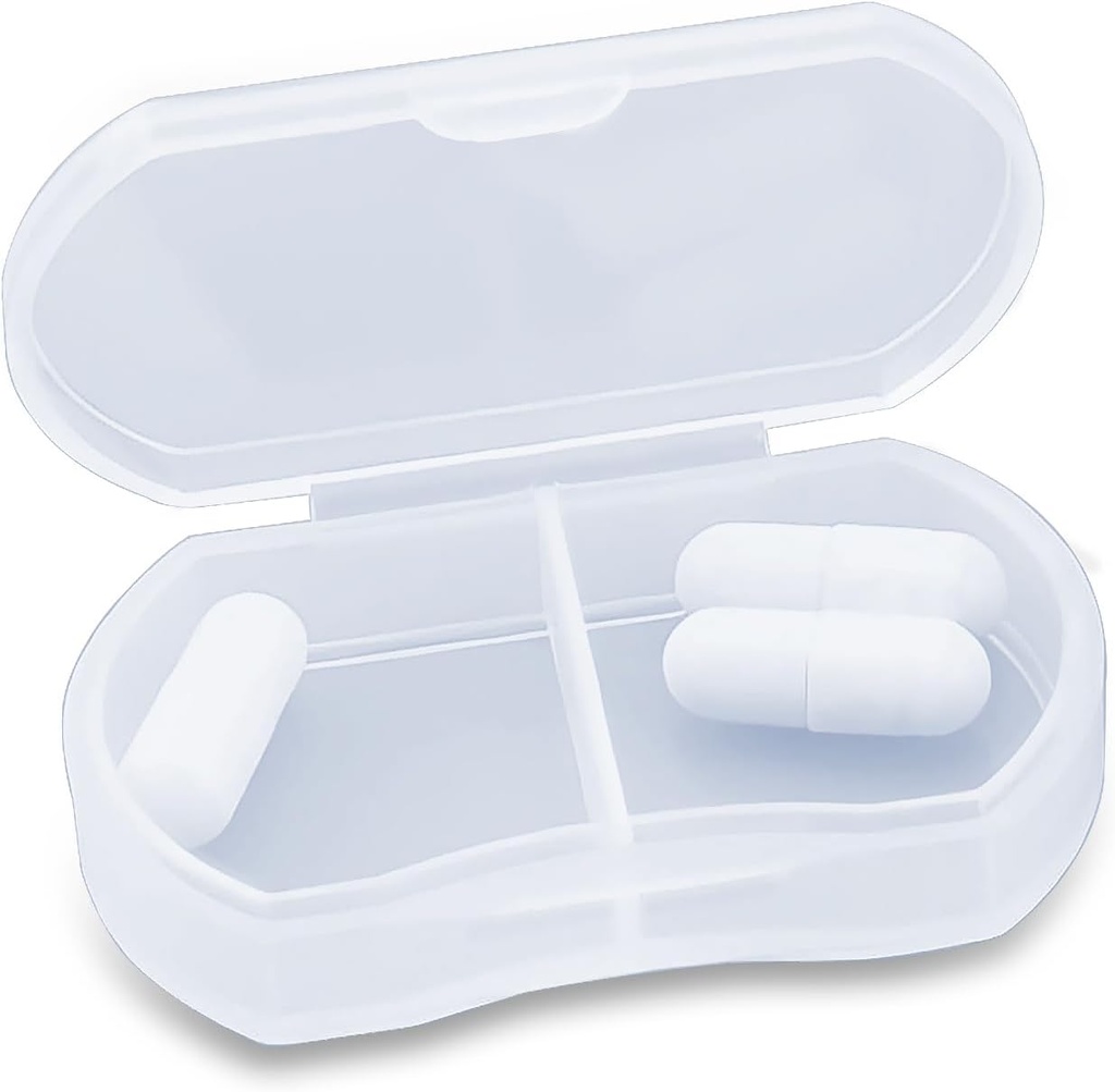 Zabojnik za tablete za majhne tablete v vrečkah Organizator prenosnih dnevnih tablet Vsebniki AM & PM Mini tablet Box Vitamin, ribje olje, Dopolnilo imetnik (1 PCS, bela)