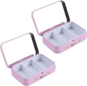 2Pcs 3 Komplet tablete Primer z ogledalom, Prenos Metal Medicine Tablete Organizator majhne tablete Tablete Box Vitamin tablete Imetnik za žep, Purse, Potovanje (Pink)