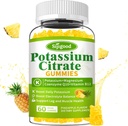 Kalijev citrat Gumiji – Visoka moč Kalijev dodatek za zdravje mišic, pomoč pri krčenju nog, elektrolitsko ravnovesje – Vegan, Ne-GMO, Gluten-free, Ananas Flavor, 60 Število