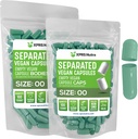 XPRS Nutra Vegan Velikost 00 Ločene kapsule - 100 Premium prazne kapsule Ločene v vrečah - 00 Tablete Prazne za polnjenje (zelene)