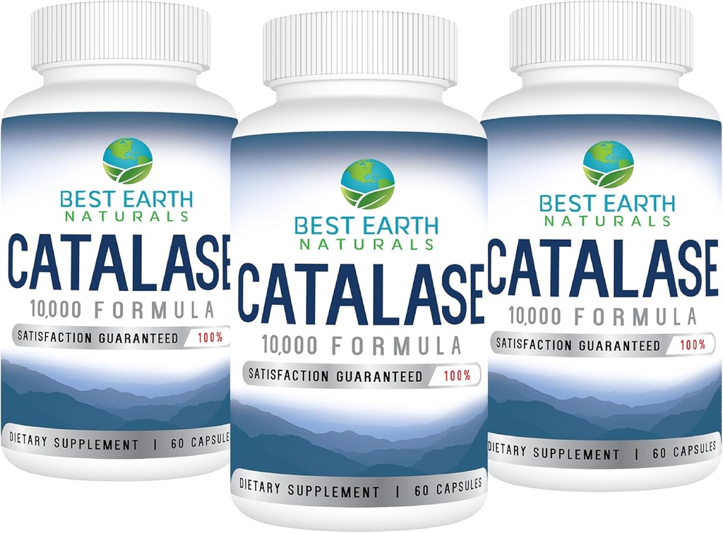 Best Earth Naturals Catalase Dodatek 10.000 z žago Palmetto, Biotin, Fo-Ti, PABA - Dodatki za lase za močne lase - 180 Kapsule - pakiranje po 3 (90-dnevno oskrbo)