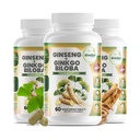 GreeNatr Ginko Biloba & Panax Ginseng dodatek - Red Ginseng Možganski dodatek za spomin in fokus - Ginkgo Biloba dopolnila za dober vid, imunski sistem in izboljšan pretok krvi - 3 steklenice