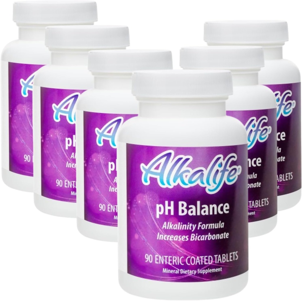 Alkalife pH Balance dodatek tablete - Prvi patentirani alkalni bikarbonat tablete - Nevtralizacijska kislina, Ravnotežje pH, Imunska podpora, Vrh zmogljivosti, Detox - 6 steklenice