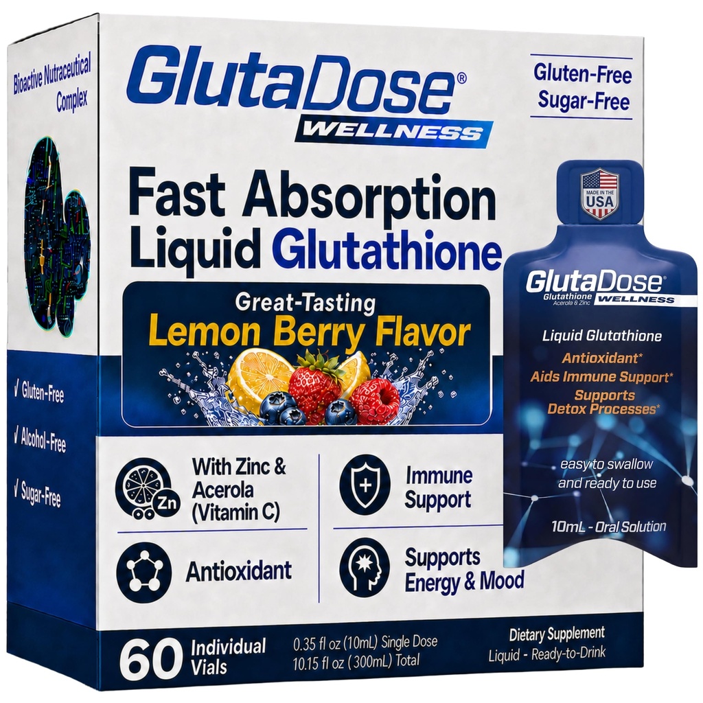 Tekoči glutation dopolnilo, Lemon Berry Aromed Acerola Energy Booster w/Zinc, Daily Vitamins & Minerals, Zero Sugar Formulation, Vsakdan Auto-Immune Podpora za odrasle, 0.34 fl oz, Pakiranje 60