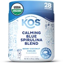 KOS Umirjanje Blue Spirulina Mešanica- USDA Certified Organic - Algae Superfood Powder z Ashwagandha Root, Lemon Balm, Reishi goba, B vitamini - Berry Coconut Cooner Flavor, 28 Servings