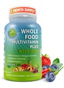 Veganska cela hrana Daily Multivitamin z železom, metilirani multivitamin za ženske in moške, izdelan iz sadja in zelenjave, B-kompleks, probiotiki, encimi, CoQ10, omega, kurkuma, ne-GMO, 180 Count