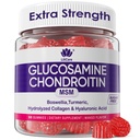 Glukozamin Chondroitin Gumies, sladkor brez Glukozamin Chondroitin MSM dodatek, Dodatna moč z Boswellia kurkuma, hidrolizirana kolagen & hialuronska kislina, zdravje kosti za moške in ženske, 60 Cts