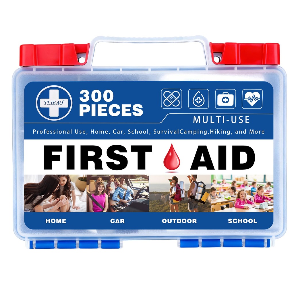 300 Piece Professional First Aid Kit, Navy Blue | Multi-Function Portable Medical Kit For Home, Car, Travel, Camping, Worksite, Outdoor, Business & Sports