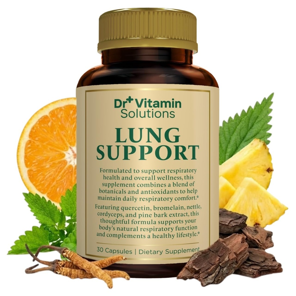DR VITAMIN REŠITVE Lung Detox dodatek za moške in ženske - 10-v-1 Mešanica w/vitamin C & Butterbur Root - Podpira pljučno zdravje in dihalne funkcije - izboljša dihanje, pretok kisika - 30 Veganske kapice