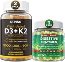 NEVIS Vitamin D3 5000iu & K2, kalcijevi gumiji in prebavne encime Gumiji