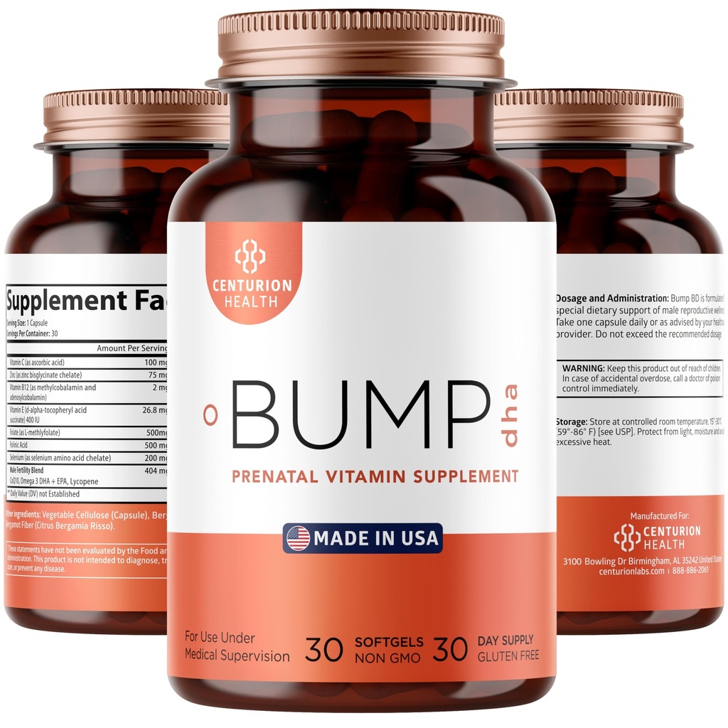Centurion Labs Premium Prenatal Vitamini [10 Močne sestavine] z DHA, EPA, Folat in vitamin B12, Vse naravne nosečnosti dodatek za razvoj ploda in podporo nosečnosti, 30 Softgels