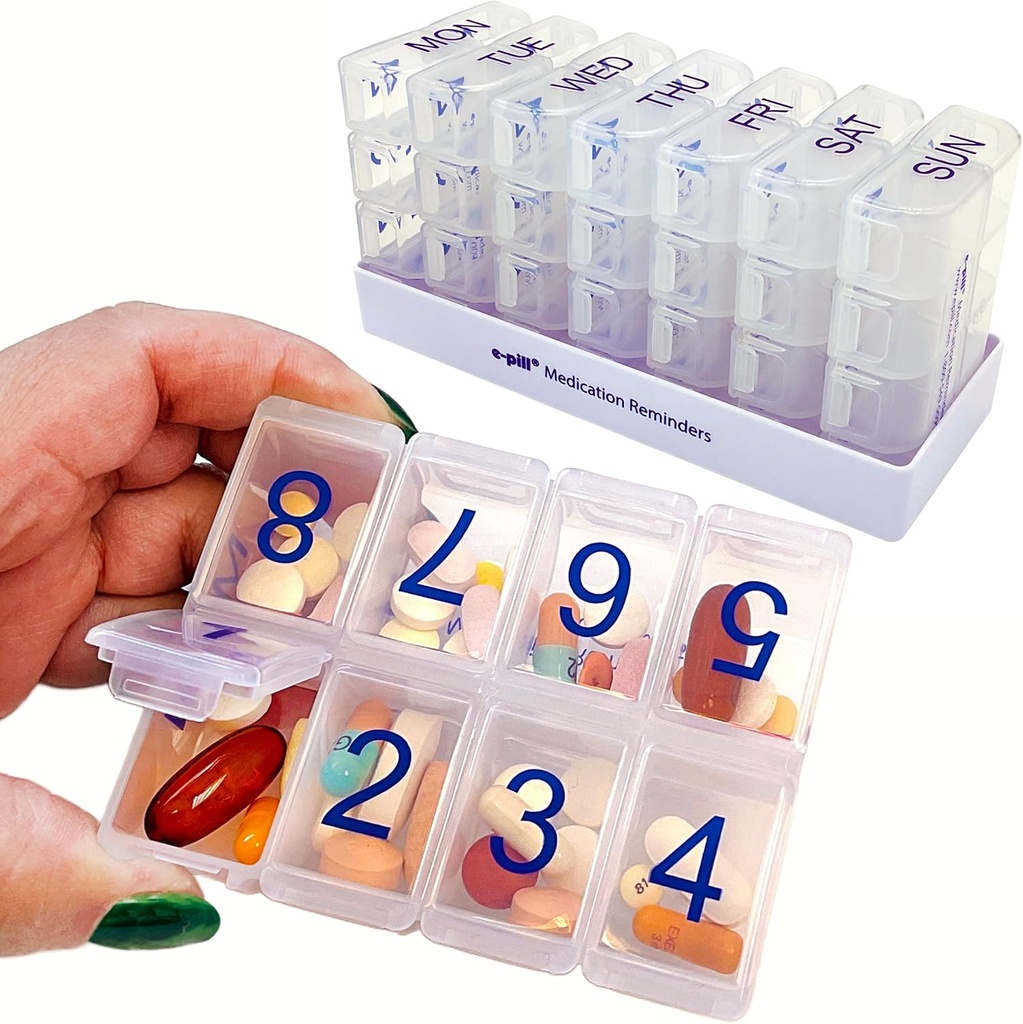 e-Pill 8 krat na dan x 7 dan velike tedenske tablete Organizator, vitamin, in medicinske škatle (Počisti)