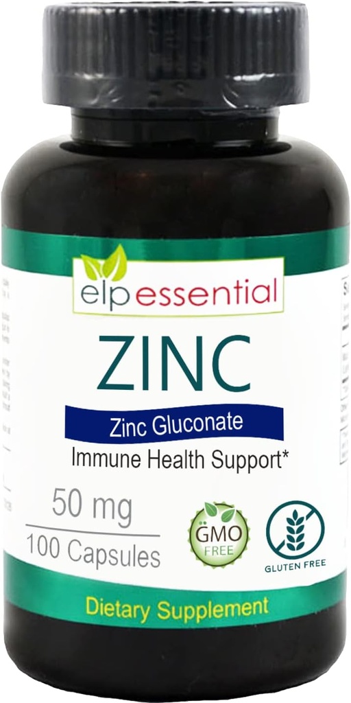 Cink 50 mg, Imunska podpora in antioksidant dopolnilo 100 kapsul - brez glutena in brez glutena