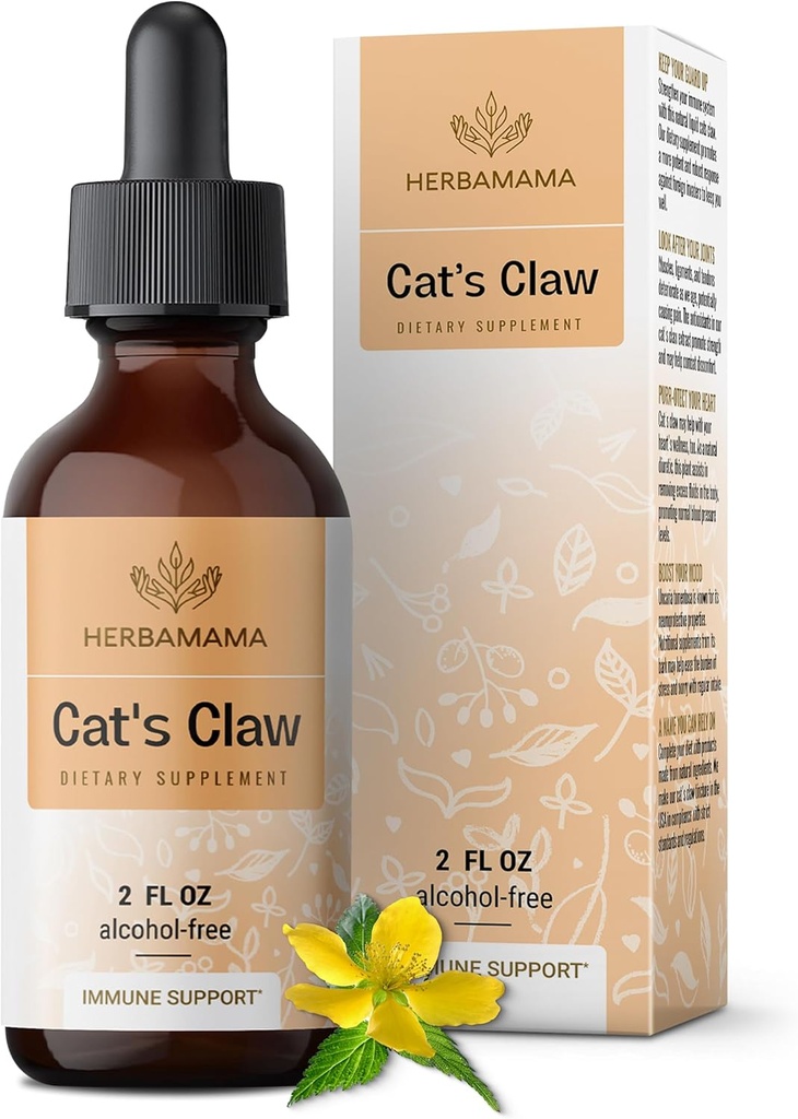 HERBAMA Cat's Claw Tinkture - Vegan Cat's Claw Extract dodatek za imuno podporo - Non-GMO, Alkohol & Sugar-free Uncaria Tomentosa kapljice