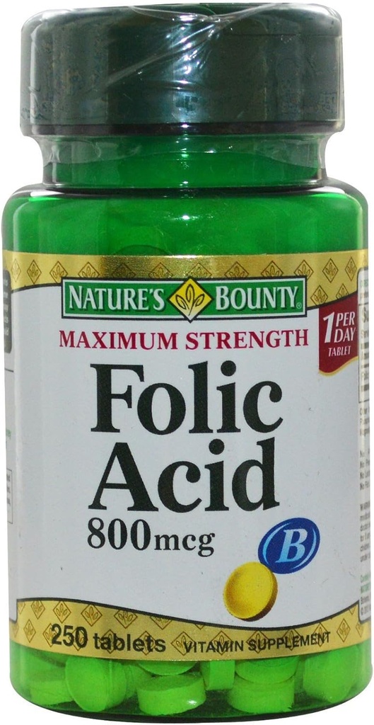 Bounty folna kislina narave 800 mcg tablete Največja jakost 250 ea (paka 5)
