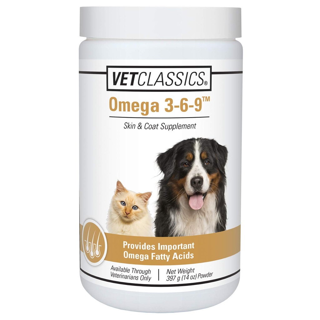 Omega 3-6-9 Pet Skin & Coat Dog Supplement – Supports Health Skin for Cats, Glossy Coats for Pets – Pet Health Supplement for Cat Skin, Dog Skin – Omega Fatty Acids – Powder 14 Oz.