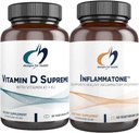 Designs for Health Vitamin D Supreme + Inflammaton Bundle - Vitamin D3 5000 i.e. + 2000mcg Vitamin K z encimsko botanično mešanico za spodbujanje zdravega vnetnega odziva - 2 Izdelki
