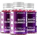 Vitamatski Biotin Gumies 10.000 mcg za močnejše lase, kožo in nohte - 60 Veganski gumiji - imenovan tudi vitamin B7 (3 steklenice)