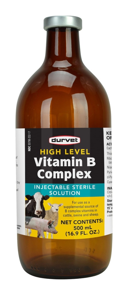 Durvet 063404 Visoka raven vitamin B kompleksno rumeno.500 Ml
