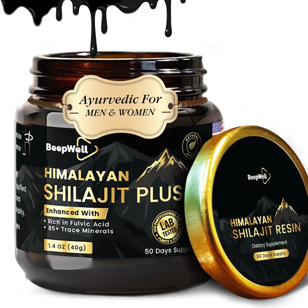 Čisti himalajski organski shilajit Resin Extract za moške in ženske- 100% naravni Ashwagandha črni poper Shilajit Resin za moške ženske zlato ajurvedski, fulvična kislina 85 + trace minerali, 50 Služabniki, 40 Grams