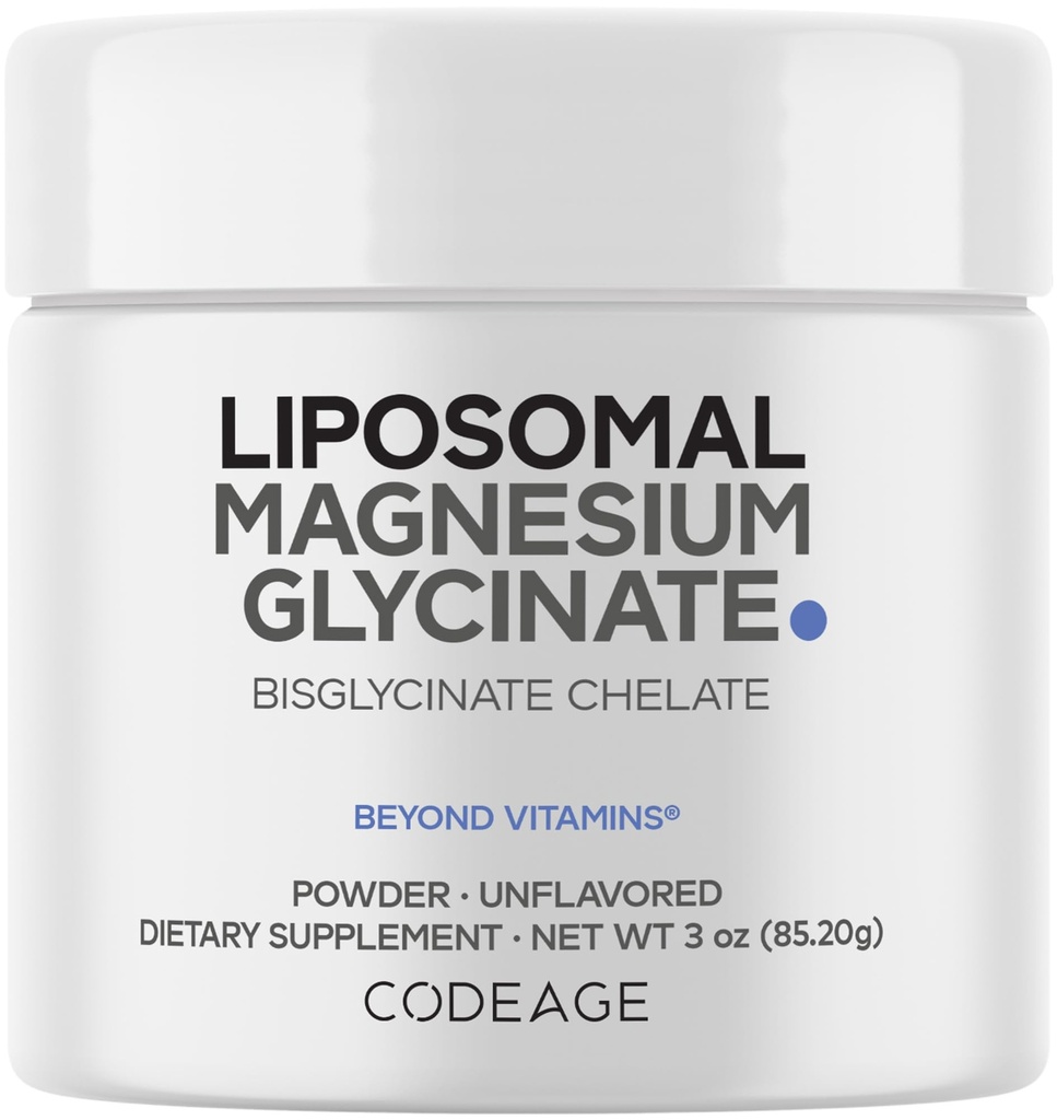 Koda Magnezij Glicinat v prahu dodatek, 2-mesečni dovod, Biglicinat Magnezij Chelat, nearomatična, liposomska dostava, kelirani magnezij v prahu mineral, ne-GMO Vegan, 3 oz