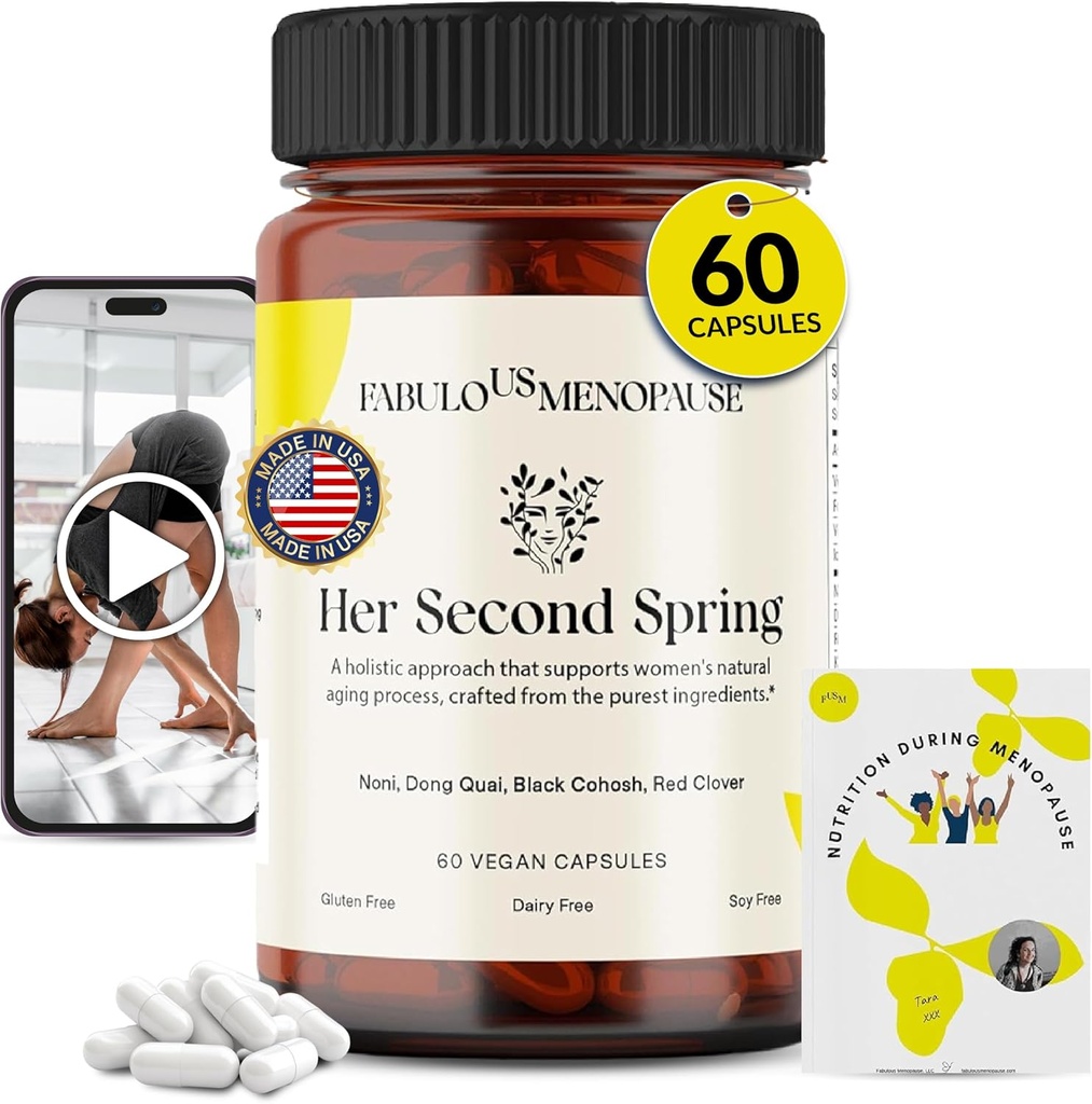 Fobulous Menopaus – Vegan Menopause Formula s črno Cohosh & B-Complex – Rastlinsko-na osnovi kapsule z recepti in pilates Program