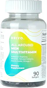 Briyo vse okrog moških - Multivitaminski za moške z 38 Esencialni vitamini, minerali, Omega 3 in rastlinski izvlečki – podpira energetsko imuniteto – živi močna z eno dnevno čisto kapsulo