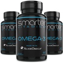 (3 Pack) Pametnejše Omega 3 ribje olje, Berry Flavor, Burpless, brez okusa, 2000mg, DHA EPA Trojna moč možganov, izdelan z AlaskOmega®