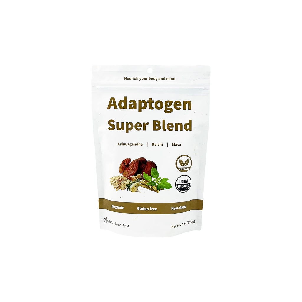 Cherie Sweet Heart Adaptogen super mešanica, USDA Organic, Maca + Reishi + Ashwagandha, 6 Ounce Bag, Non-GMO, Vegan, Gluten Free