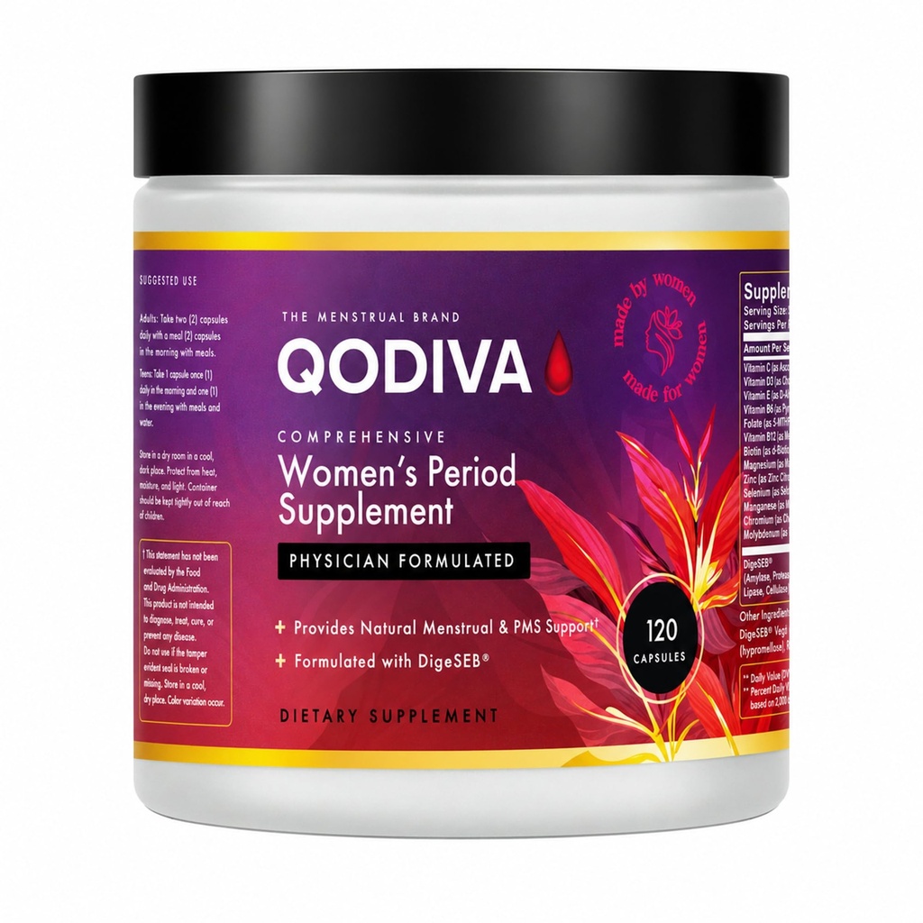 Women's Period Supplement for Cycle Wellness - Period Cramp Relief Capsules with Magnesium, Turmeric & Probiotics - PMS Support Supplement with Natural Vitamins & Herbal Extracts - 120 Capsules