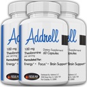 Addrell Energy Stimulant tablete- Študija dodatek Alternativne tablete, Natural Nootropic dopolnila & Kognitivni pospeševalec substitute za povečanje duševne jasnosti za ženske in moške- 180 Kapsule