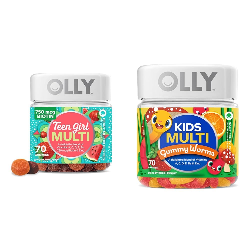 OLY Teen Girl Multi Gummy, Otroci Multivitaminski Gummy Worms, Vitamini, Minerali, Imunska podpora, 35 & 45 Day Supply