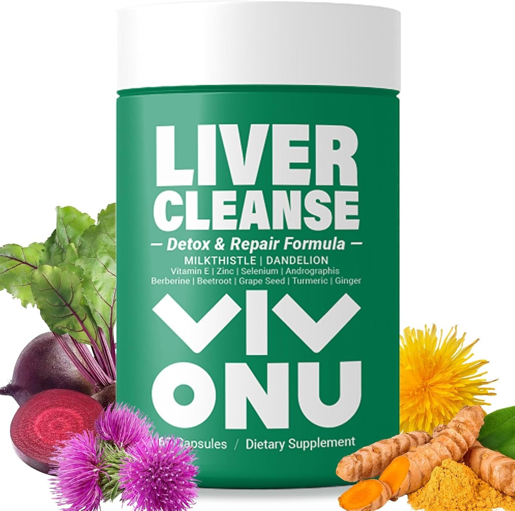 VivoNu Milk Thistle Silymarin & Dandelion Koren jetra Health Support, Antioksidant Podpora, Detox (60 kapsul/1 steklenica)
