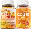Kurkumin brez sladkorja zapolnjen z gumijevkami 550mg & CoQ10-250mg Polnjeni gumiji, Imunski, prebavni zdravje, celična energija in antioksidant podpora