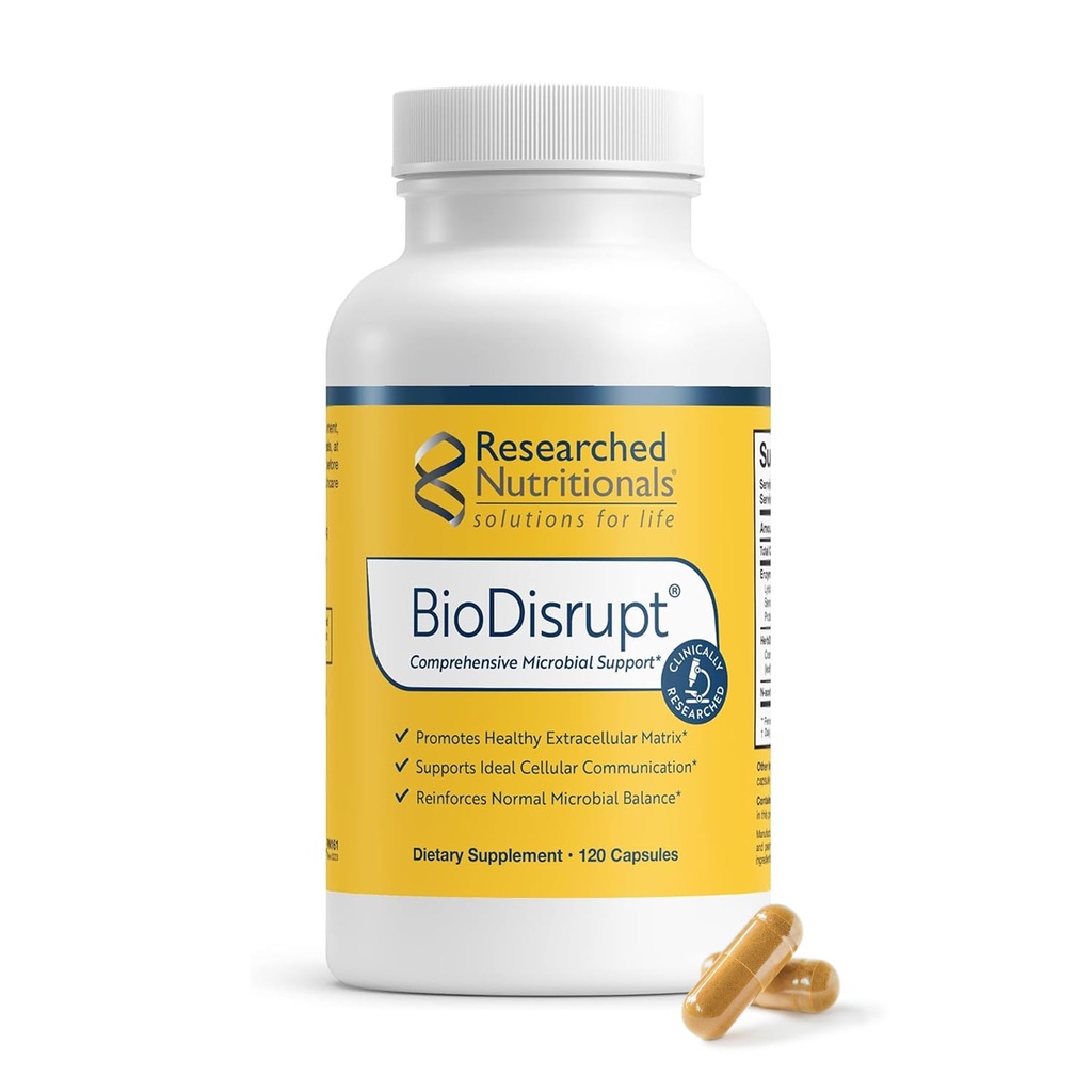 Researched Nutritionals BioDisrupt - Disrupt Biofilm Matrice - klinično raziskana formula z encimiDisrupt Enzyme Blend, Cranberry Extract & N-Acetil Cysteine (120 kapsul)