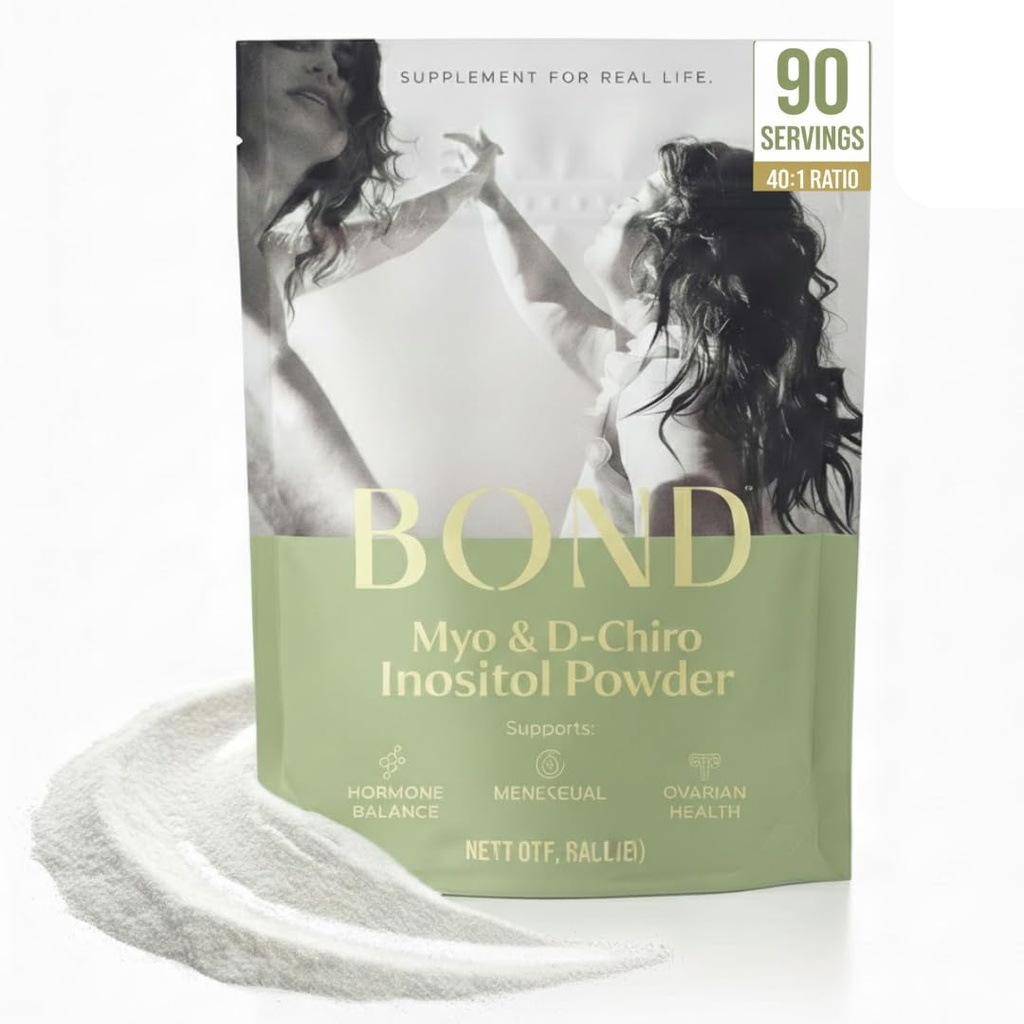Bond Myo-Inositol & D-Chiro Inositol Powder – Hormonovo ravnovesje, regularnost cikla in podpora jajčnika dodatek za ženske – 40:1 Ratio Formula – Vegan, brez sladkorja, 90 Serving